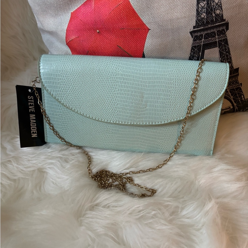 Steve Madden Light Blue Clutch with Chain